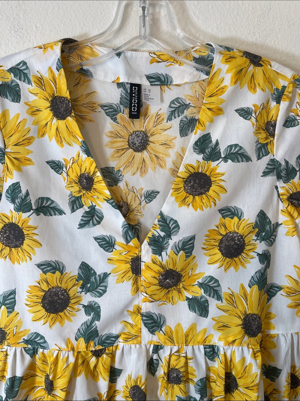 NWOT H&M Mini Cotton Short-Sleeve Sunflower Print Dress - Picture 3 of 14